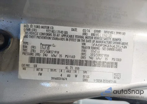 2016 Ford Focus Se из США, поврежденный, VIN 1FADP3K23GL312129